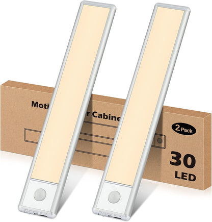 Luces LED Bajo Mueble con Sensor de Movimiento Recargables, Pack x2 Magnéticas Stick-On, 22 LEDs, USB-C, Luz Blanca Fría
