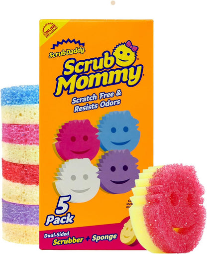 Pack Esponjas x5 para limpieza | Esponjas antirayas | Para cocina, baño o múltiples superficies | Doble cara para fregar | Scrub Daddy Scrub Mommy