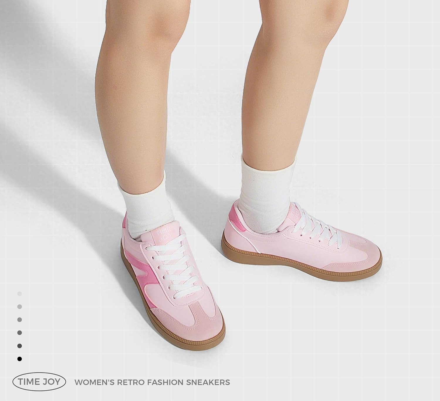 Zapatillas retro para mujer | Estilo vintage | Cuero y gamuza Rosa