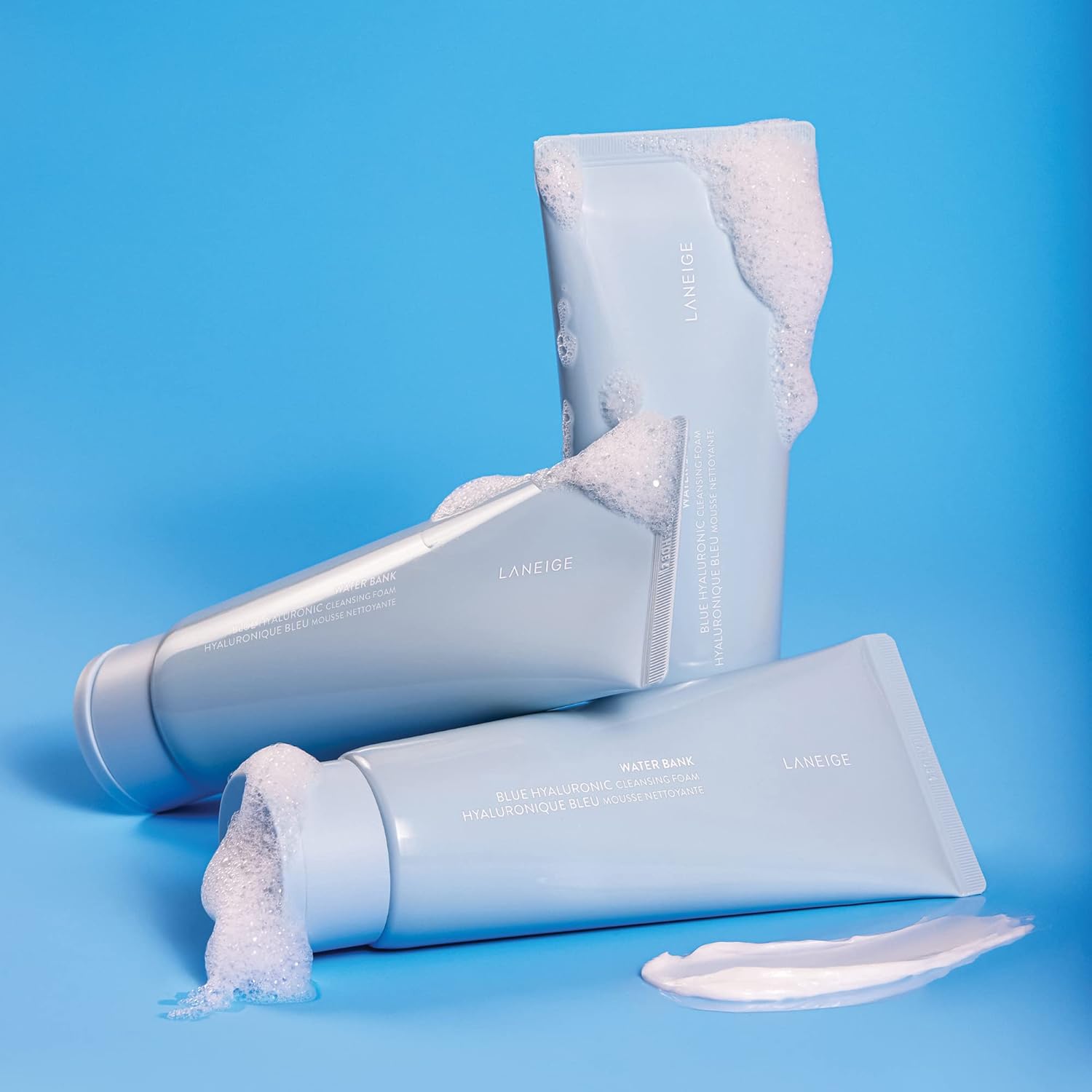 LANEIGE Espuma limpiadora de banco de agua: lavado facial hidratante y removedor de maquillaje con ácido hialurónico y enzima de papaína para una piel suave y suave