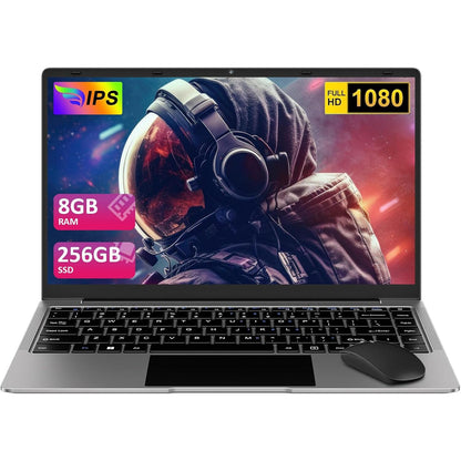 2025 14 Inch Laptop Computer Win 11 8GB+256GB SSD up to 1TB SSD Expand Laptops N4020 up to 2.8Ghz DDR4 1080P FHD Dual Wifi BT4.2 with Webcam Screen Projection Function for Business Student-Silver