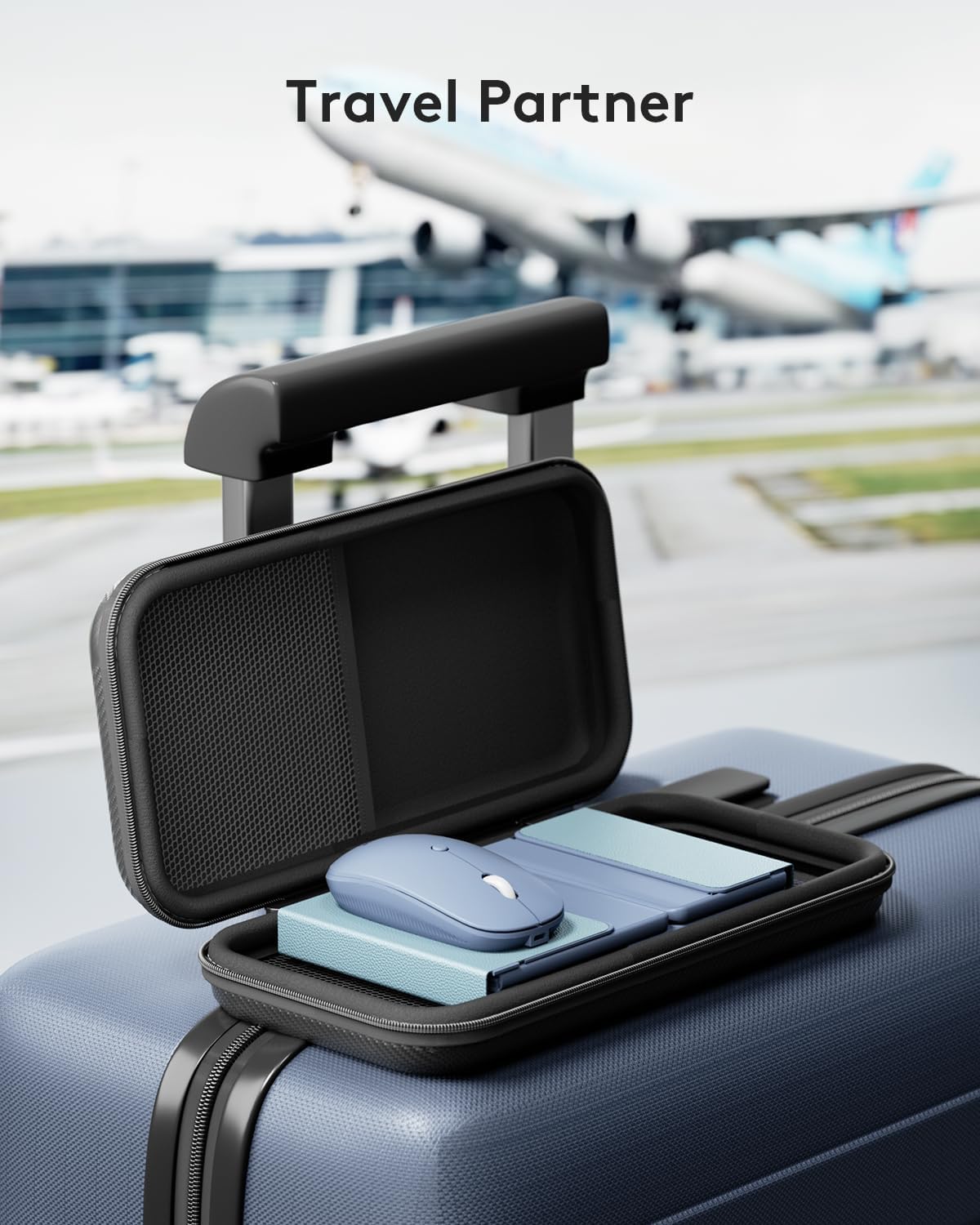 Teclado y mouse plegables | Bluetooth | Portátil para viaje | Mouse inalámbrico recargable USB-C | Para iOS, Android, Windows | Color: Azul