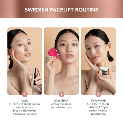FOREO Age-Defying BEAR Bundle | Dispositivo Facial de Microcorriente + 2× Serum Conductor 30 ml | Instant Face Lift en 3 minutos | T-Sonic, Anti-Shock System, 5 Niveles | Firmeza & Contorno