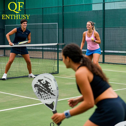 Paleta de pádel de fibra de carbono Q10 Pro | Forma de diamante | garganta mejorada con tres ramas | núcleo de espuma viscoelástica EVA