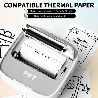 Mini impresora de calcomanías | Impresora térmica portátil sin tinta | Bluetooth | Incluye 1 rollo de papel adhesivo