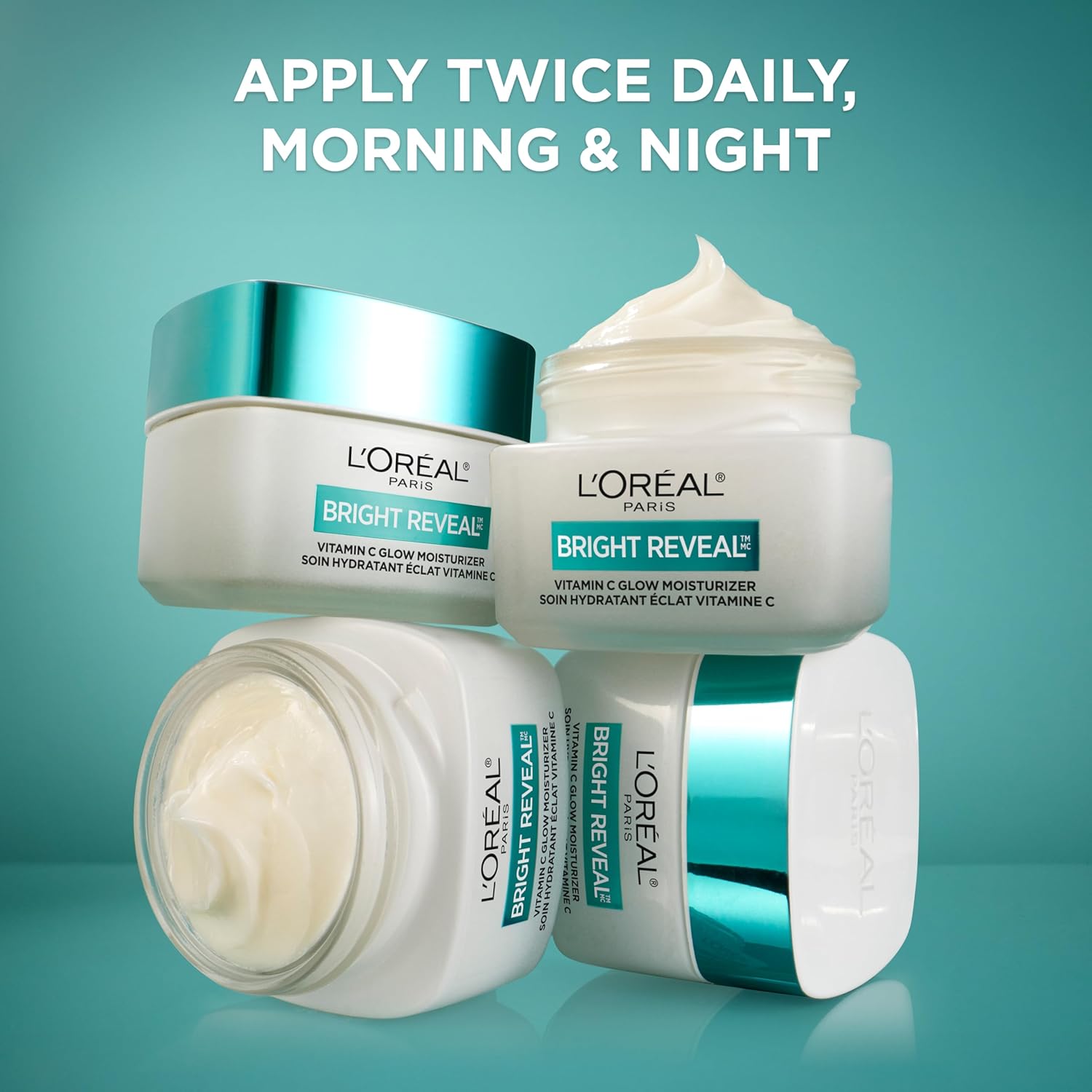 L’Oréal Paris Bright Reveal Vitamin C Glow Moisturizer | Vitamina C + Niacinamida + Ceramidas | Ilumina, Unifica y Hidrata 72 h | Incluye muestra SPF 50