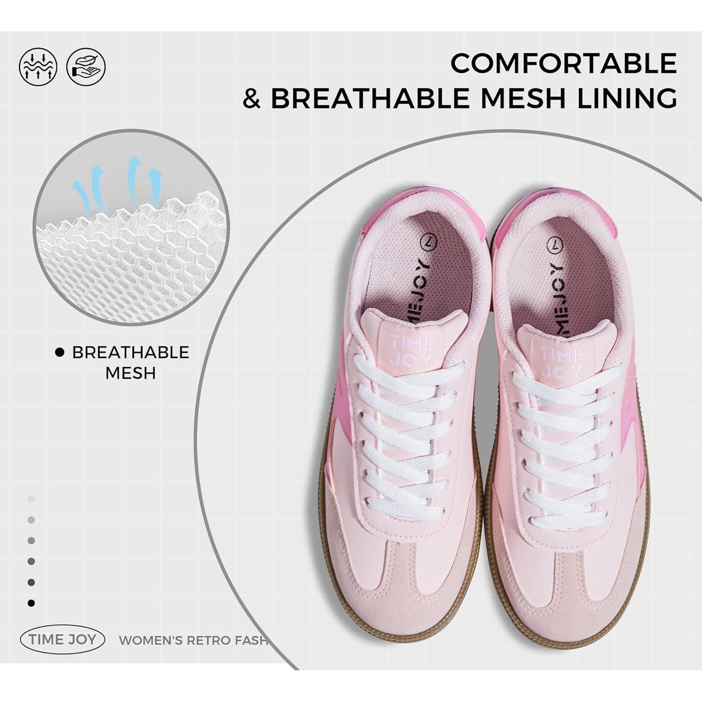 Zapatillas retro para mujer | Estilo vintage | Cuero y gamuza Rosa