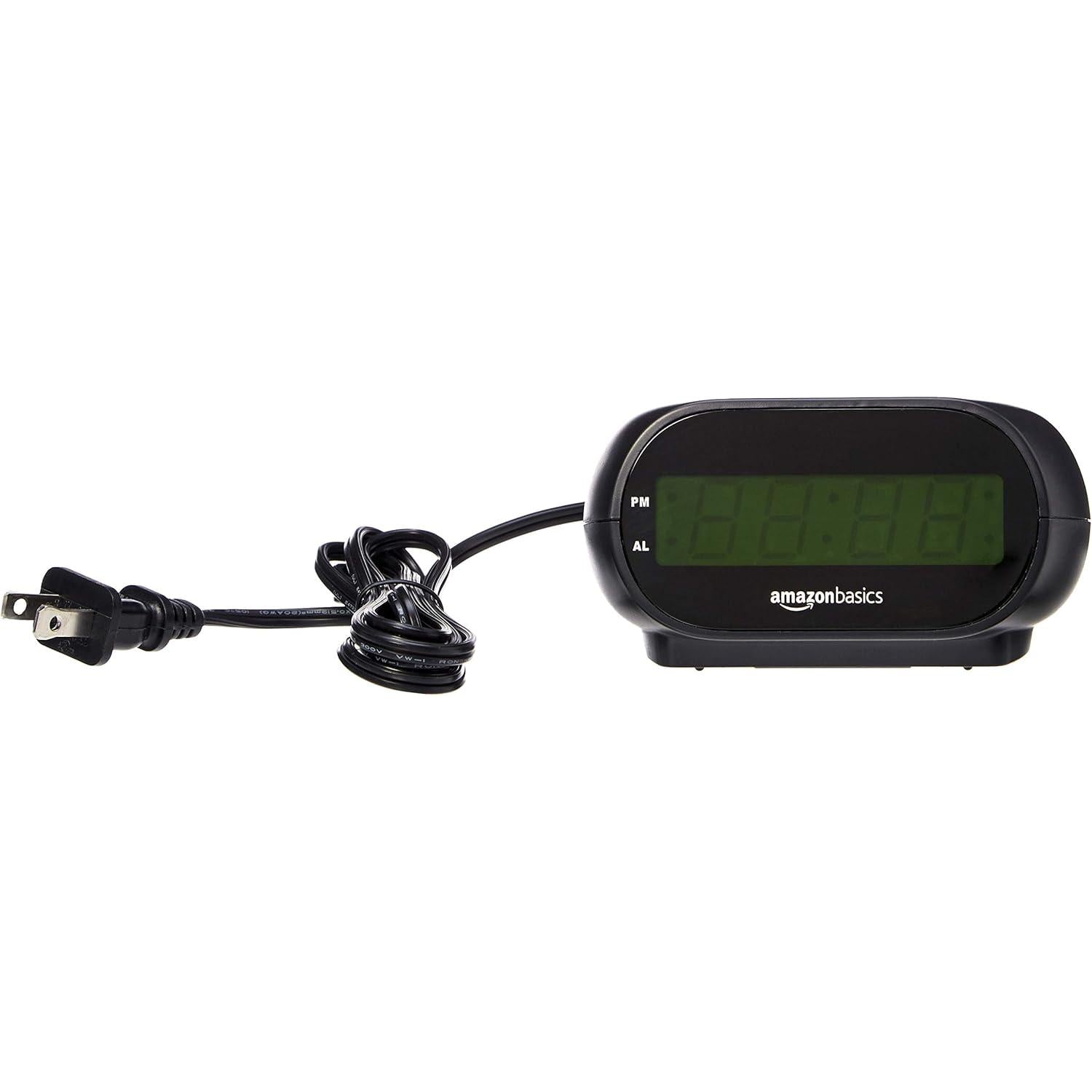 Despertador digital | Pantalla LED | Luz nocturna | Respaldo de batería | Color: negro