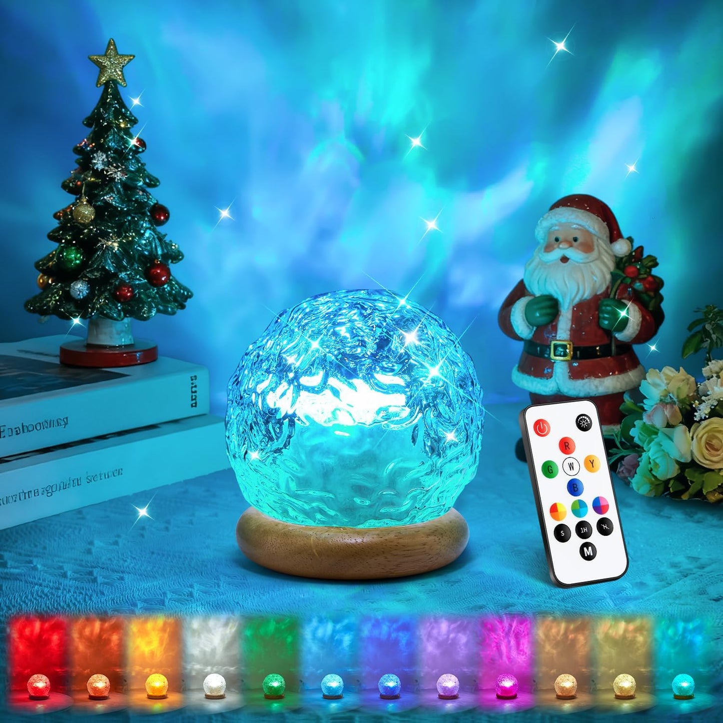 Lámpara de cristal de iluminación ambiental | Proyector de luz de 18 colores | Luz nocturna regulable | Iluminación ambiental | Decoración estética