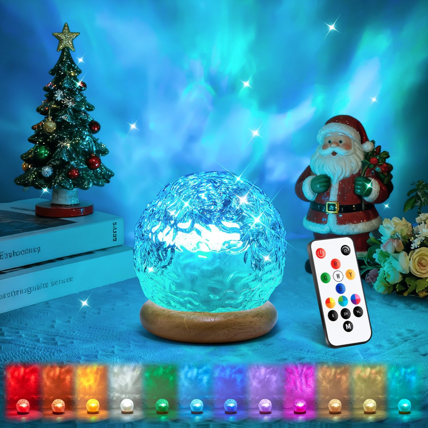 Lámpara de cristal de iluminación ambiental | Proyector de luz de 18 colores | Luz nocturna regulable | Iluminación ambiental | Decoración estética