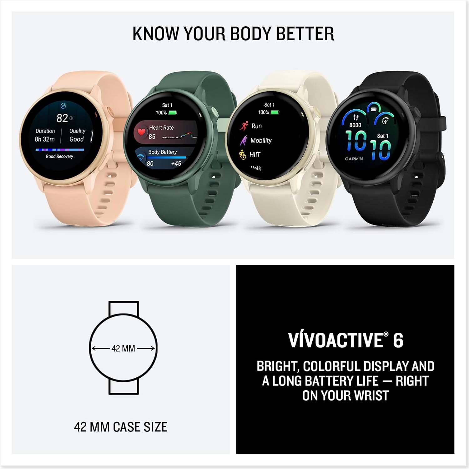 Garmin Vívoactive 6 Smartwatch GPS Salud & Fitness – AMOLED, 11 Días de Batería, +80 Apps Deportivas