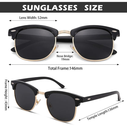 Pro Acme Semi-Rimless Polarized Sunglasses UV 400 Protection for Women Men
