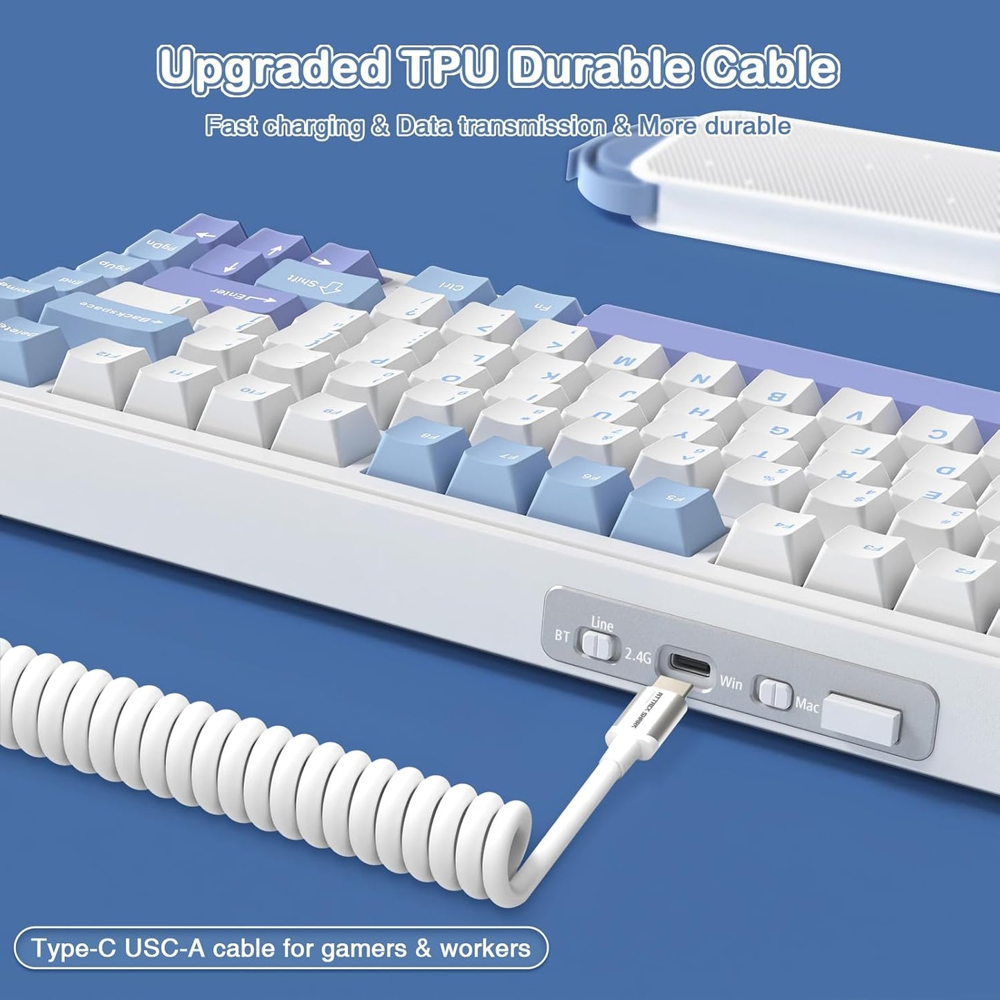 Teclado mecánico inalámbrico para juegos con perilla intercambiable | ATTACK SHARK X85 | Color: Blanco