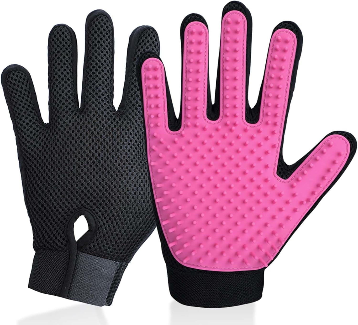Guantes Removedores de Pelo para Mascotas (Par) | 255 Puntas de Silicona, Masaje y Grooming para Perros, Gatos y Caballos | Azul