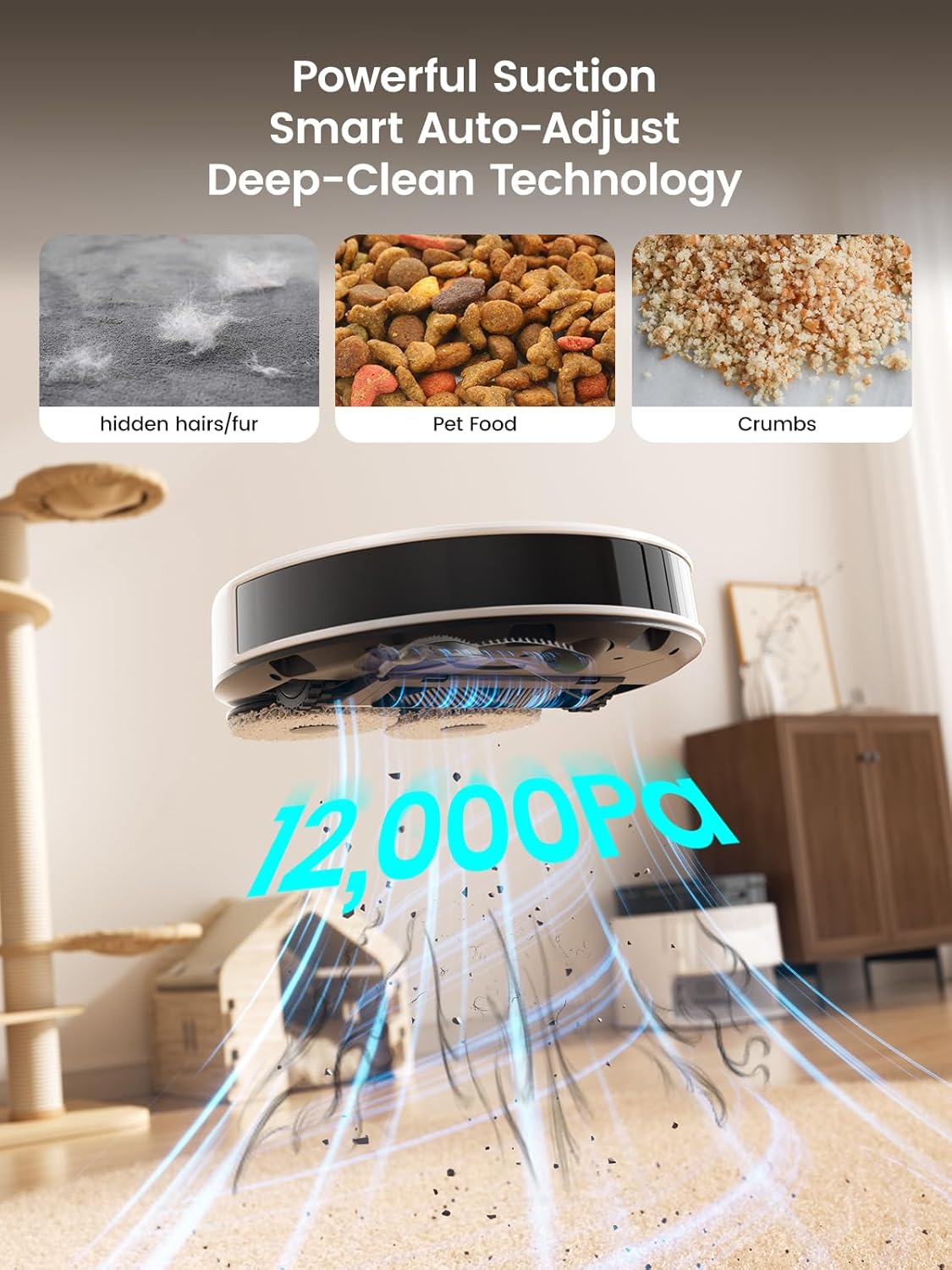 Lefant M3 Robot Aspiradora y Mopa 2 en 1 | 12000Pa Succión, Auto-Lavado y Secado de Mopas, Base con Autovaciado y Autorelleno, Cepillo Anti-Enredos, Navegación LiDAR Precisa, Control App/Alexa, 220 Min Autonomía
