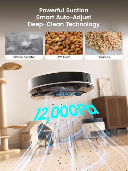 Lefant M3 Robot Aspiradora y Mopa 2 en 1 | 12000Pa Succión, Auto-Lavado y Secado de Mopas, Base con Autovaciado y Autorelleno, Cepillo Anti-Enredos, Navegación LiDAR Precisa, Control App/Alexa, 220 Min Autonomía