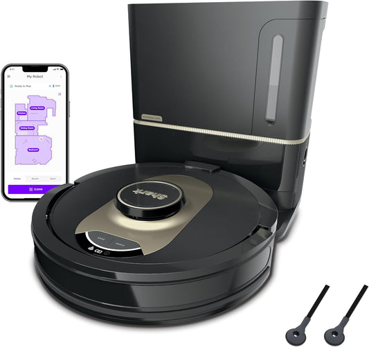Shark AV2501AE Robot Aspiradora AI con Base XL Autovaciante HEPA (60 Días) | Potente Succión, LIDAR, Ideal para Mascotas, Wi-Fi/Alexa, Alfombra y Piso Duro – Negro