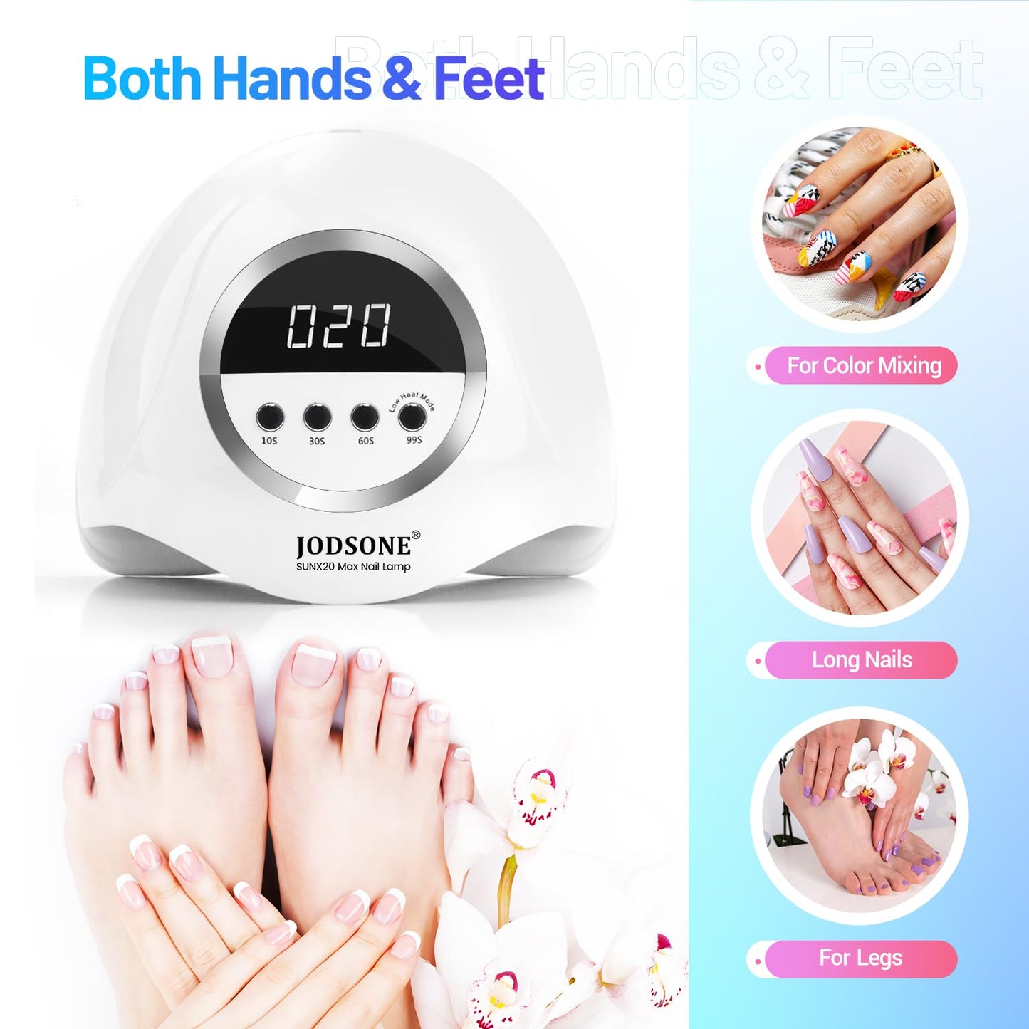 Lámpara de uñas LED UV | 320 W | 72 luces | Sensor automático | 4 temporizadores