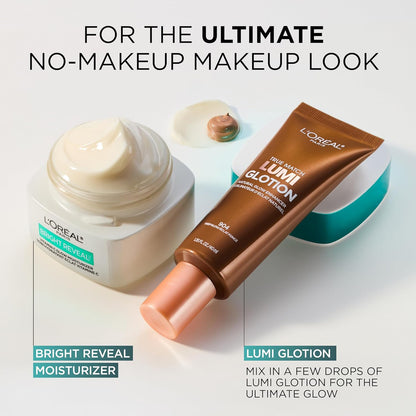L’Oréal Paris Bright Reveal Vitamin C Glow Moisturizer | Vitamina C + Niacinamida + Ceramidas | Ilumina, Unifica y Hidrata 72 h | Incluye muestra SPF 50