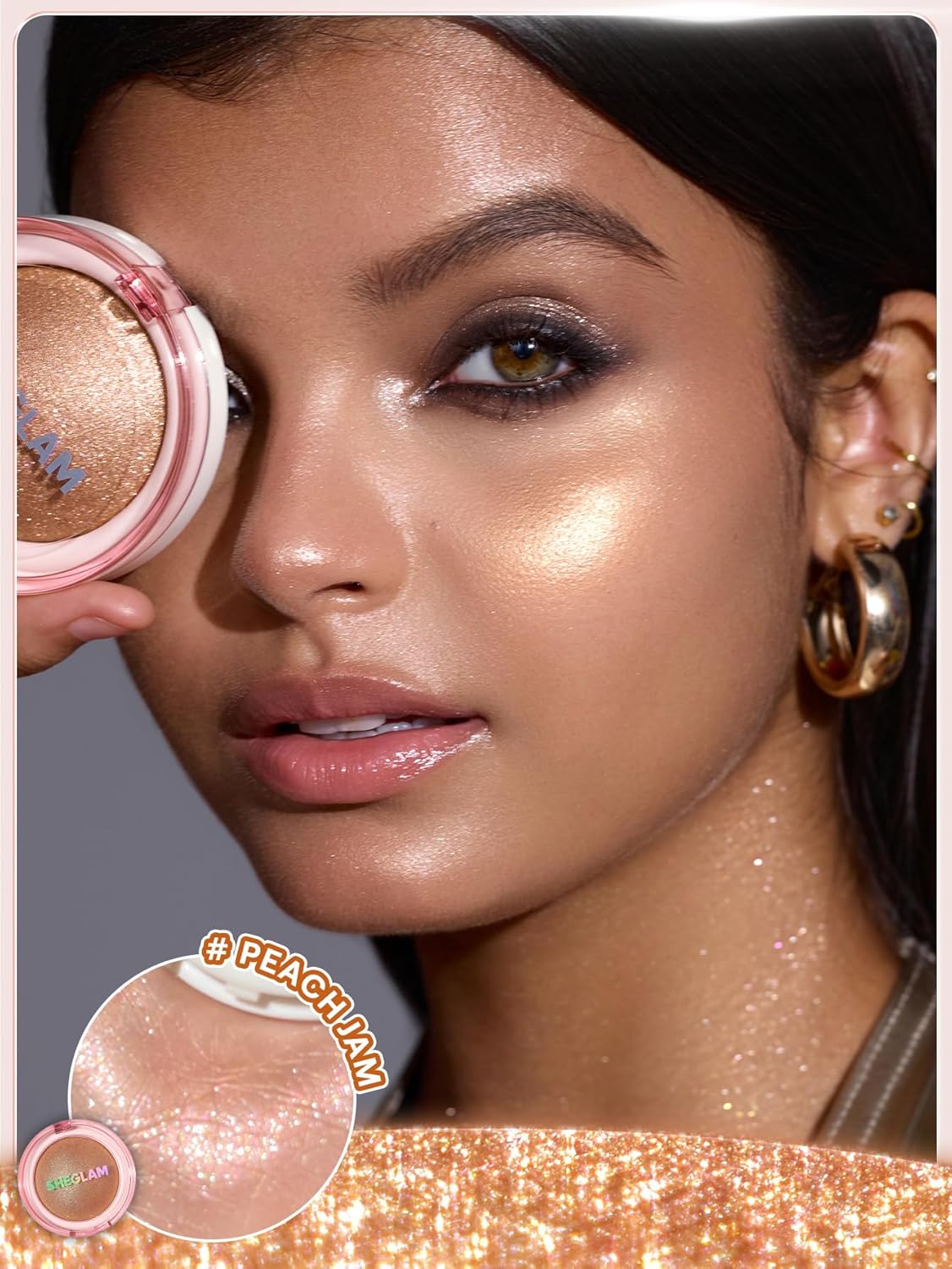 Iluminador con fórmula simil Mochi | Maquillaje brillante | Larga duración | Color: Peach Jam
