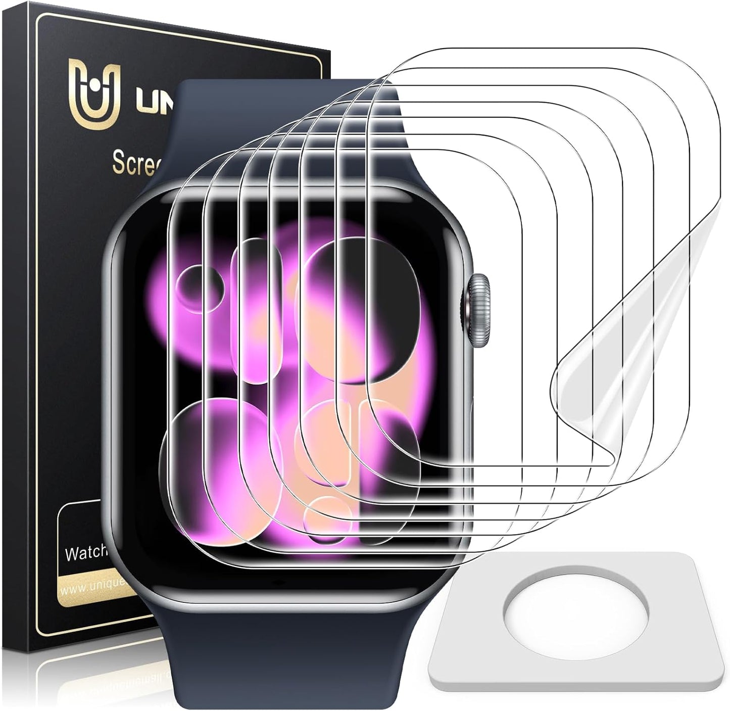 Paquete de 8 protectores de pantalla para Apple Watch | Series 11/10 de 1.654 pulgadas (1.654 in) | TPU suave | No es de vidrio | Sin burbujas | Protección contra rayas y golpes