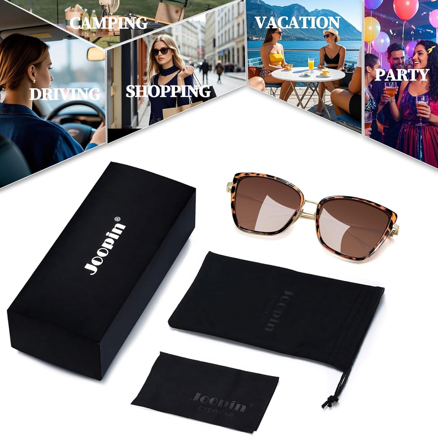 Joopin Anteojos de Sol Mujer Oversize Estilo Cat Eye | Polarizados UV400 | Lentes de Moda