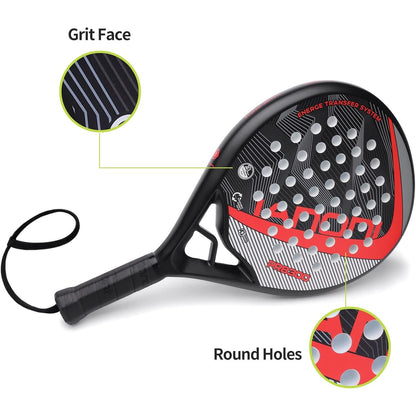Padel Racket Carbon Fiber Surface with EVA Memory Flex Foam Core Lightweight Padel Racquet