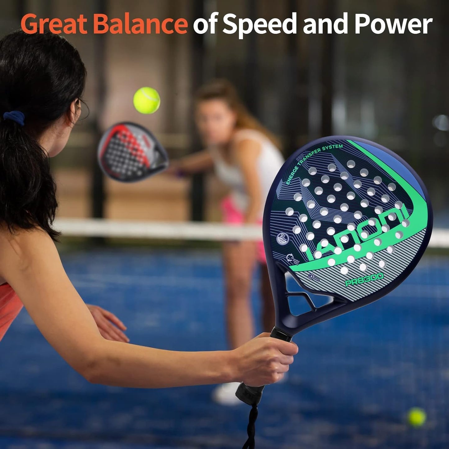 Padel Racket Carbon Fiber Surface with EVA Memory Flex Foam Core Lightweight Padel Racquet