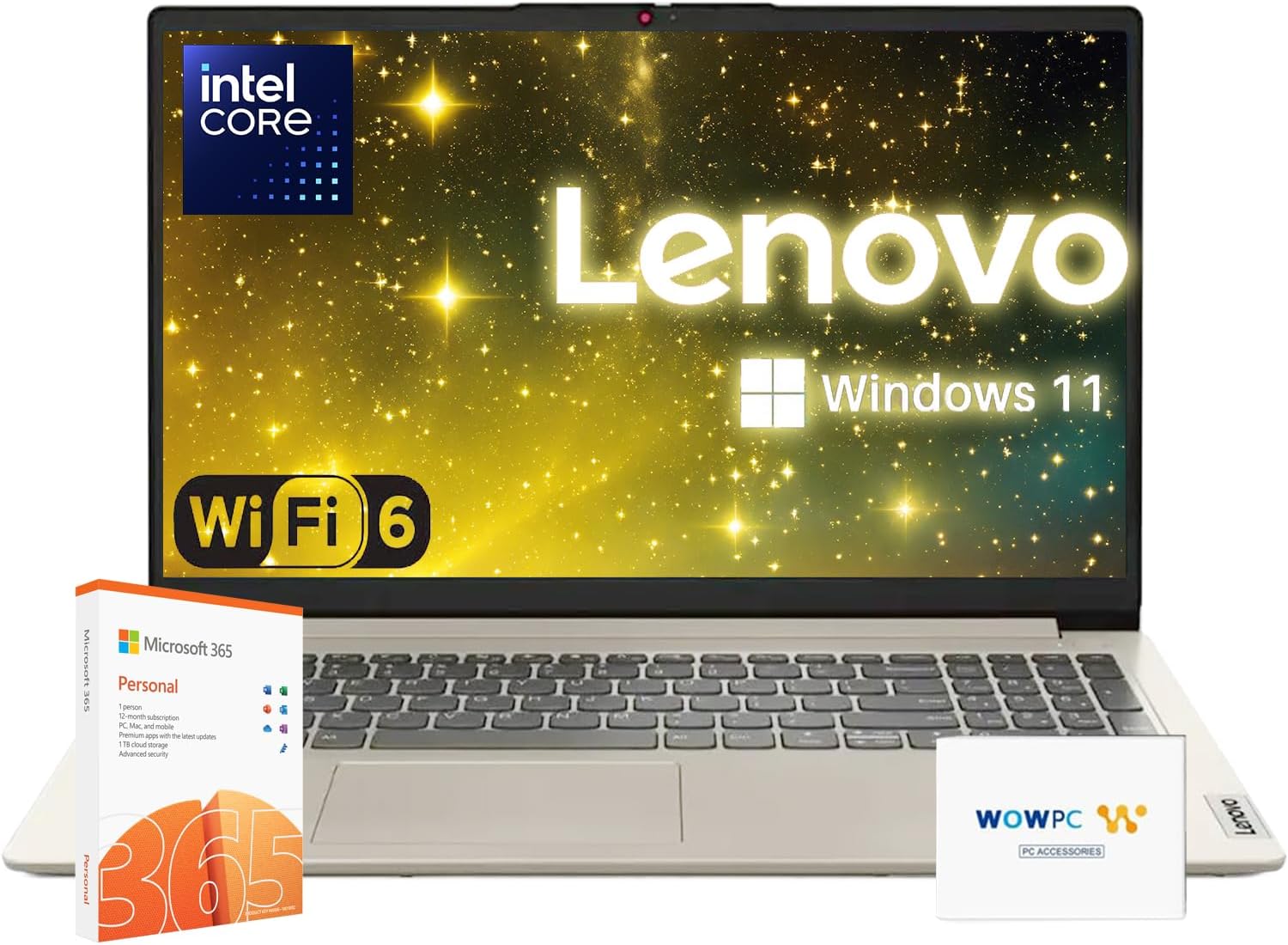 Premium Series Ideapad Laptop | Latest Model | 12GB RAM | 256GB SSD | 1 Year Office 365 W/ 1TB Cloud Storage | Intel Core | 15.6" | Numeric Keypad | Wifi 6 | Win 11 | W/Wowpc Recovery USB