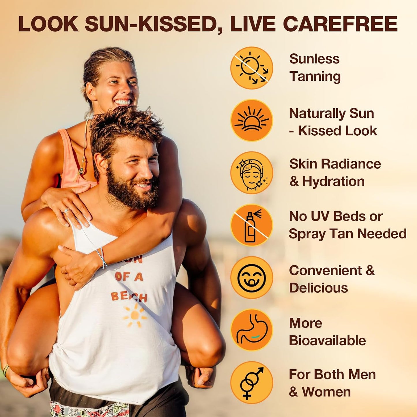 Gomitas bronceadoras con astaxantina para mujeres y hombres | Suplemento de bronceado sin sol con betacaroteno, licopeno, colágeno y vitaminas | Radiancia e hidratación de la piel | Vegano