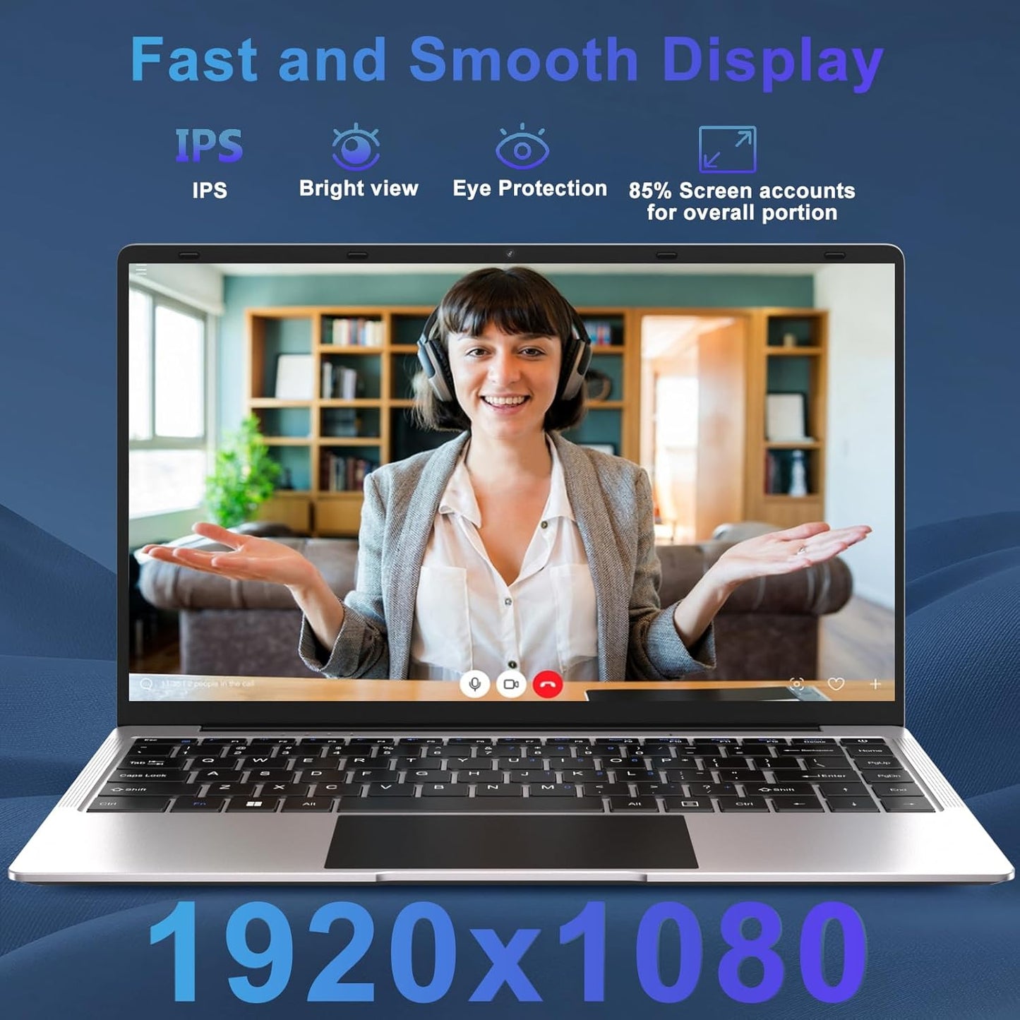 2025 14 Inch Laptop Computer Win 11 8GB+256GB SSD up to 1TB SSD Expand Laptops N4020 up to 2.8Ghz DDR4 1080P FHD Dual Wifi BT4.2 with Webcam Screen Projection Function for Business Student-Silver