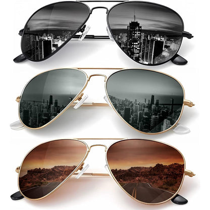 KALIYADI - Lentes de sol clásicos estilo aviador para hombres y mujeres, lentes de sol para conducir, lentes polarizados, con bloqueo de luz ultravioleta