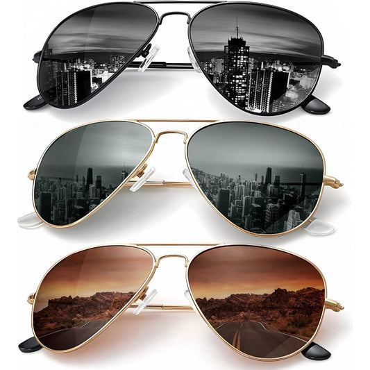 KALIYADI - Lentes de sol clásicos estilo aviador para hombres y mujeres, lentes de sol para conducir, lentes polarizados, con bloqueo de luz ultravioleta