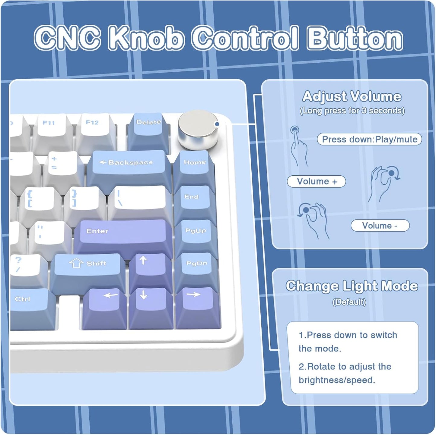 Teclado mecánico inalámbrico para juegos con perilla intercambiable | ATTACK SHARK X85 | Color: Blanco