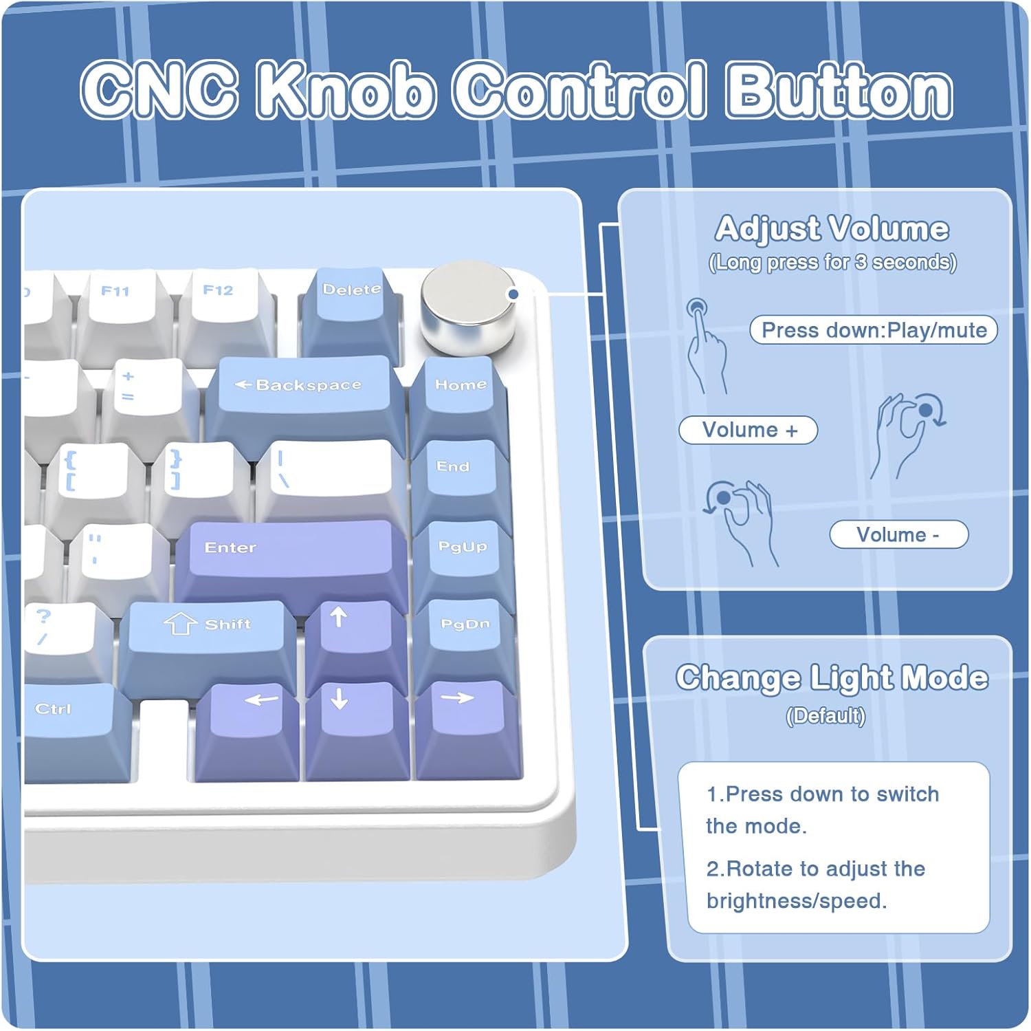 Teclado mecánico inalámbrico para juegos con perilla intercambiable | ATTACK SHARK X85 | Color: Blanco