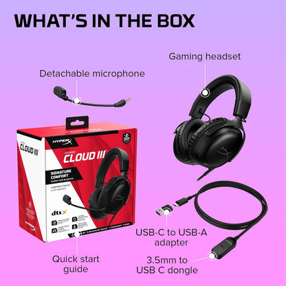 HyperX Cloud III – Auriculares Gaming con Cable para PC, PS5, Xbox Series X|S