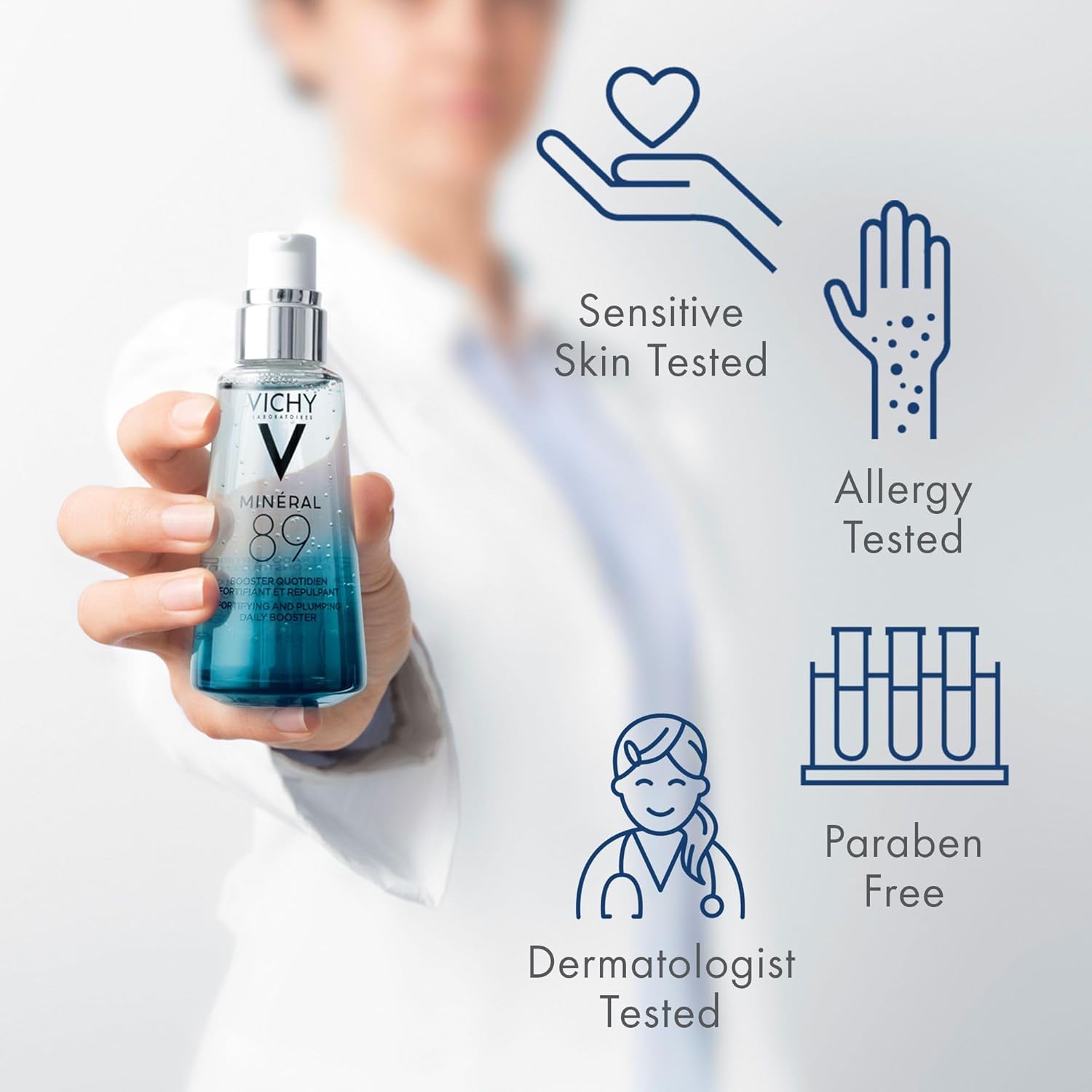 Vichy Mineral 89 Booster | Sérum de Ácido Hialurónico + Agua Volcánica – Refuerza la Barrera, Rellena e Hidrata | Gel Ligero, Oil-Free, Sin Fragancia