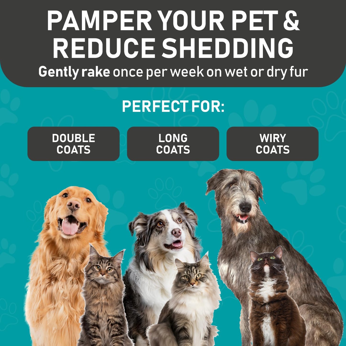 Maxpower Planet Rastrillo de Aseo para Mascotas | Herramienta 2 en 1 Deslanado & Desenredado | Cepillo Profesional para Perros y Gatos de Pelo Largo y Doble Capa – Reduce la Muda hasta un 95%