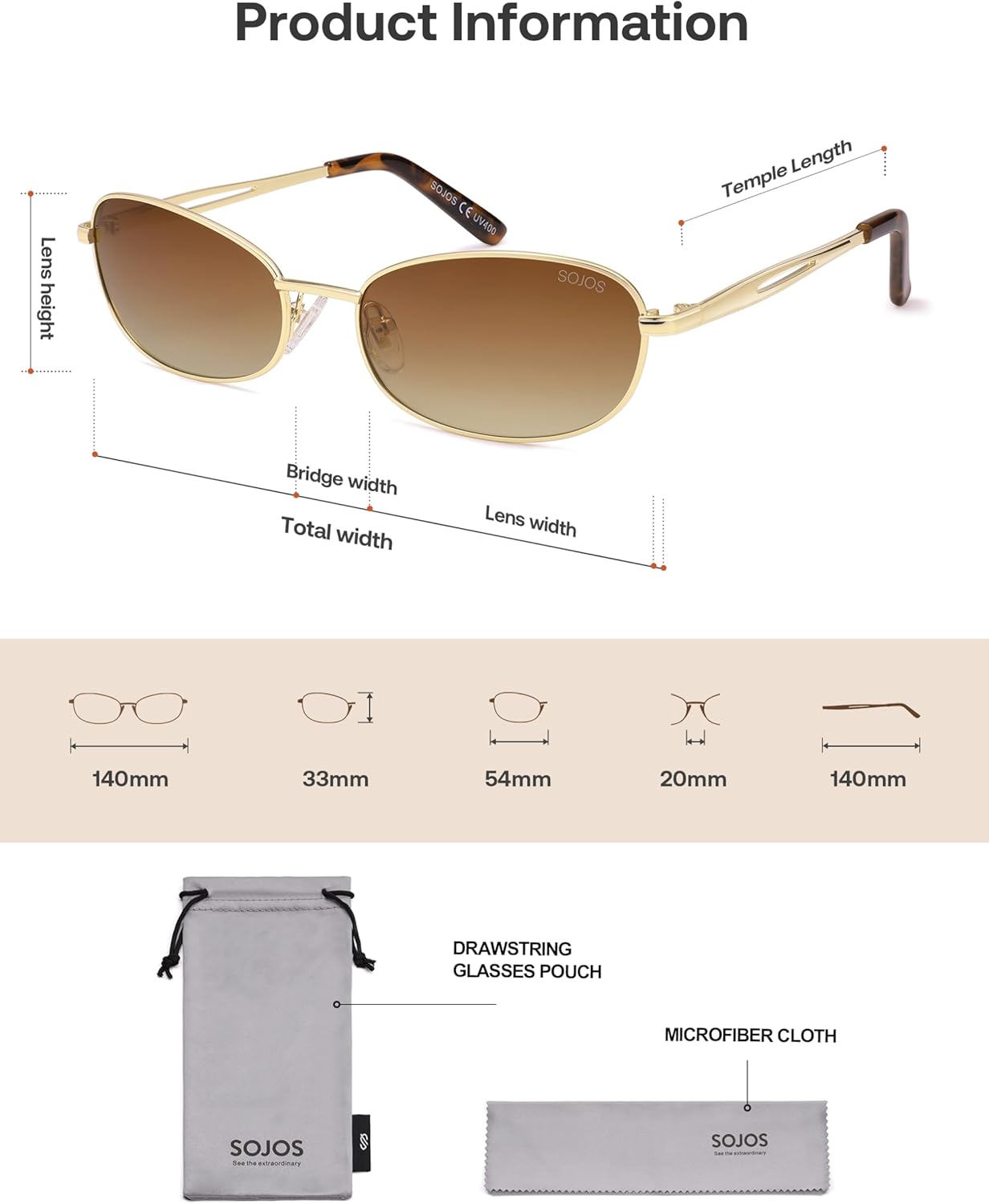 Lentes de Sol Retro Ovalados Unisex Sojos SJ1263, Polarizados, UV400, Estilo Vintage, Hombres y Mujeres