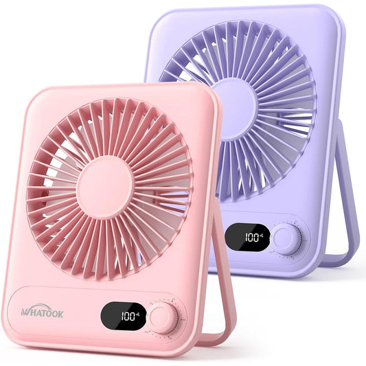 Paquete de 2 ventiladores de escritorio pequeños | Recargables | 10 horas