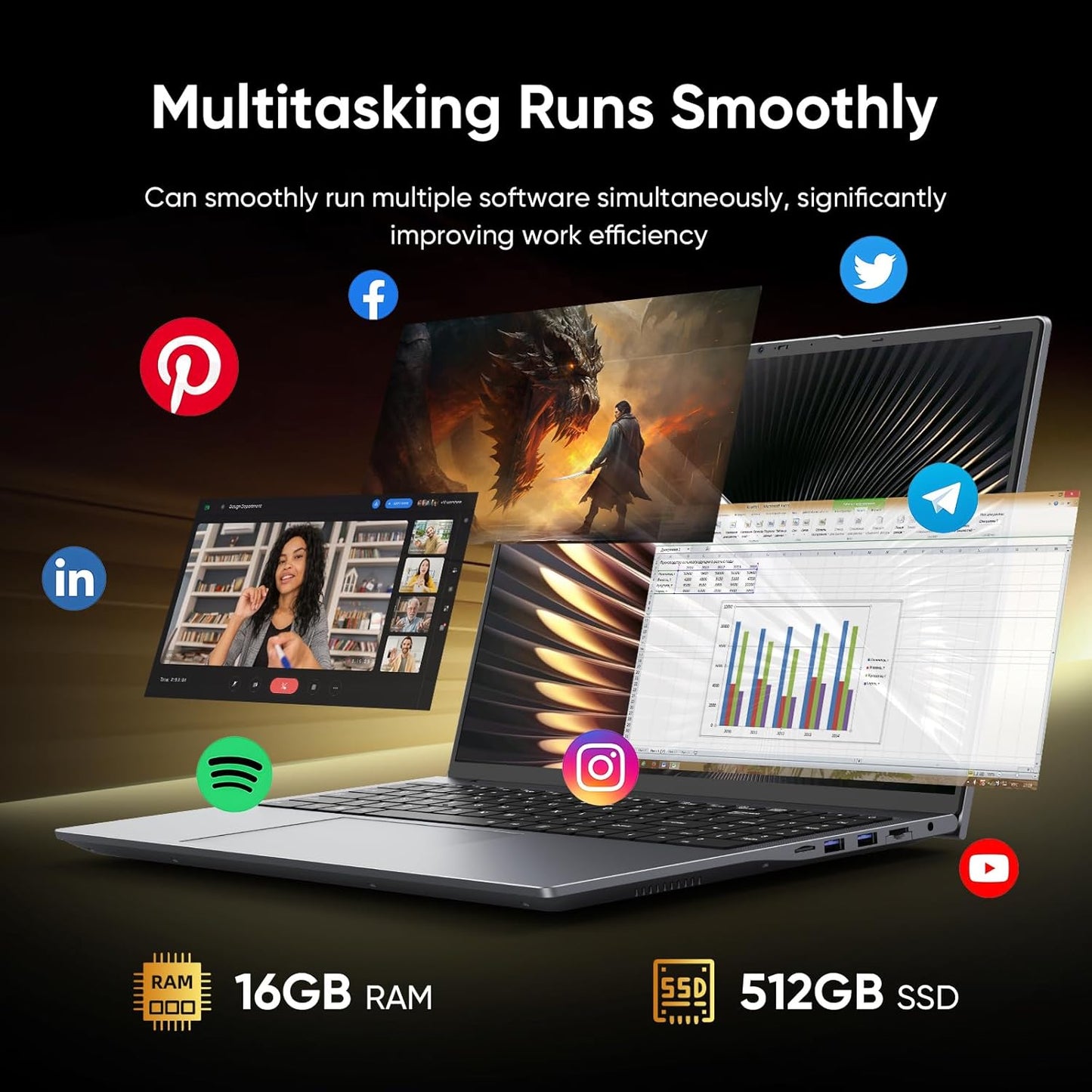 Laptop 16" | Intel Core i5 | 16 GB de RAM + 512 GB SSD