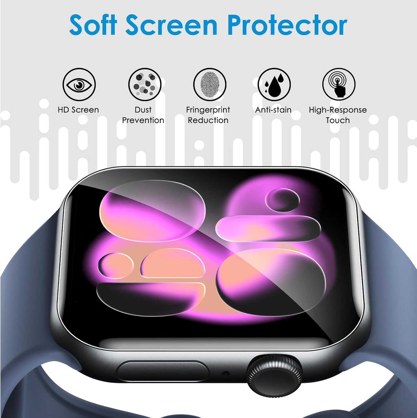 Paquete de 8 protectores de pantalla para Apple Watch | Series 11/10 de 1.654 pulgadas (1.654 in) | TPU suave | No es de vidrio | Sin burbujas | Protección contra rayas y golpes
