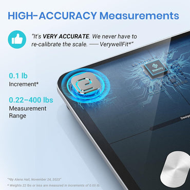 Báscula Inteligente Digital con Bluetooth – Balanza de Baño con BMI, Grasa Corporal, Masa Muscular y 13 Métricas – Compatible con Apple Health, FitBit, Google Fit y Samsung Health – Capacidad 180kg / 400lb