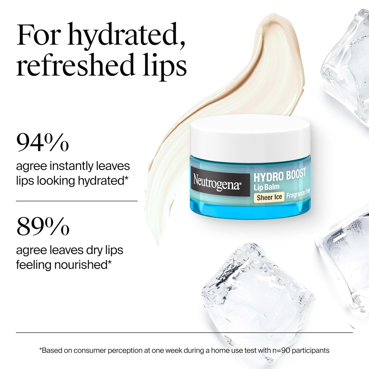 Neutrogena Hydro Boost - Bálsamo labial de ácido hialurónico, vitamina E nutritiva deja los labios hidratados, color rosa transparente teñido con un sabor a bayas dulces, bayas transparentes, 0.5