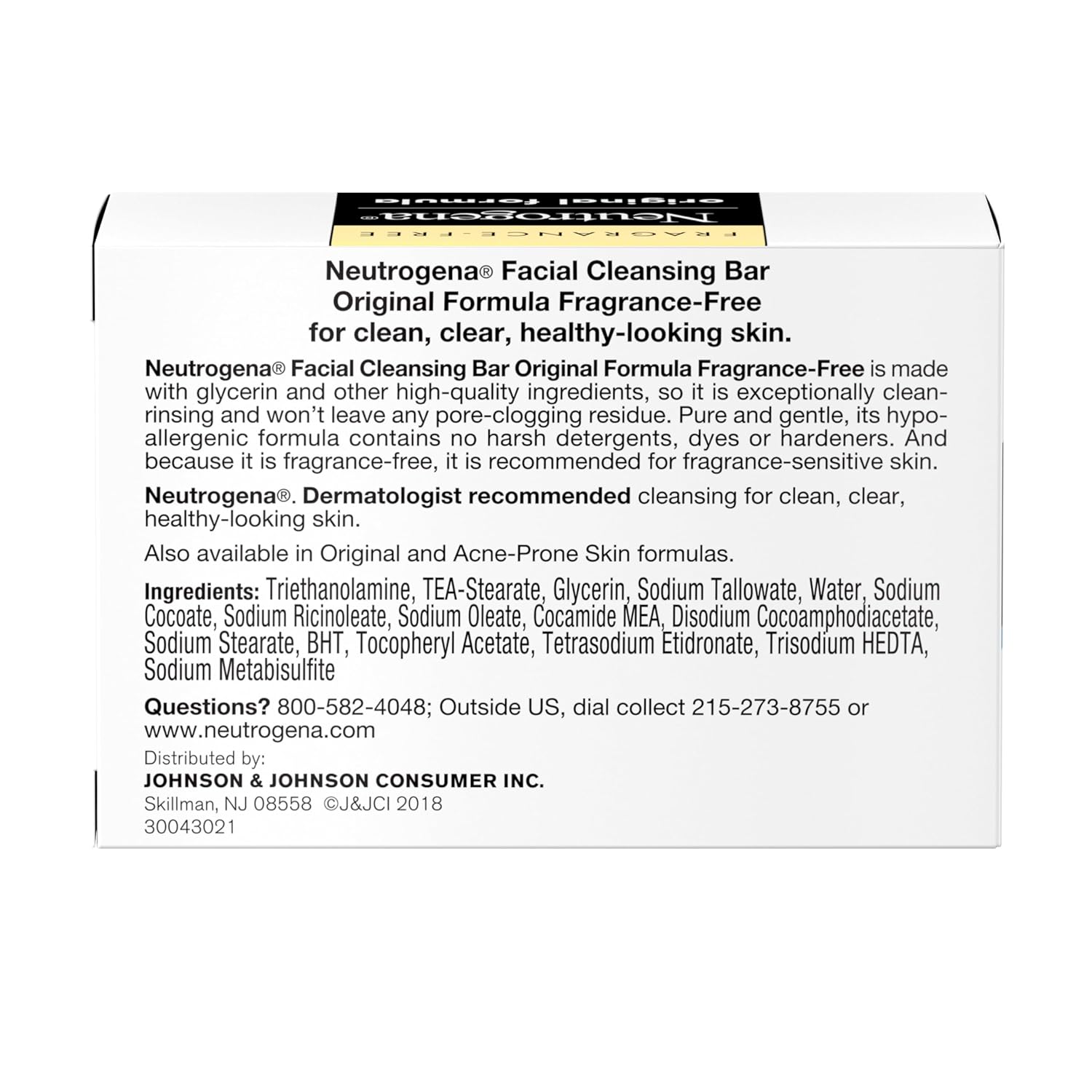 Neutrogena Original Fragrance-Free Facial Cleansing Bar with Glycerin, Pure & Transparent Gentle Face Wash Bar Soap, Free of Harsh Detergents, Dyes & Hardeners, 3.5 Oz