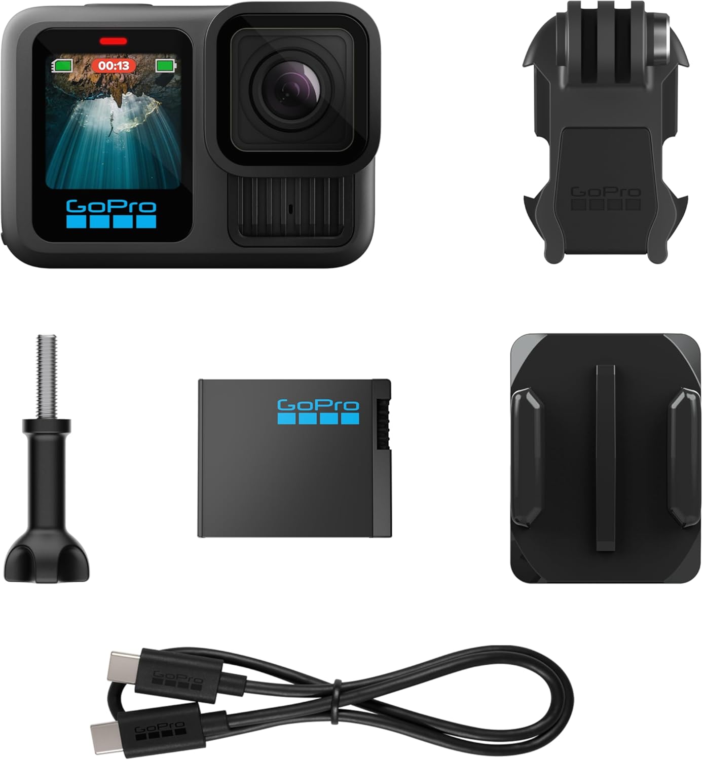 GoPro HERO13 Black – Cámara de acción impermeable 5.3K60 con lente HB-Series, fotos de 27MP, diseño ultra resistente y batería de alto rendimiento