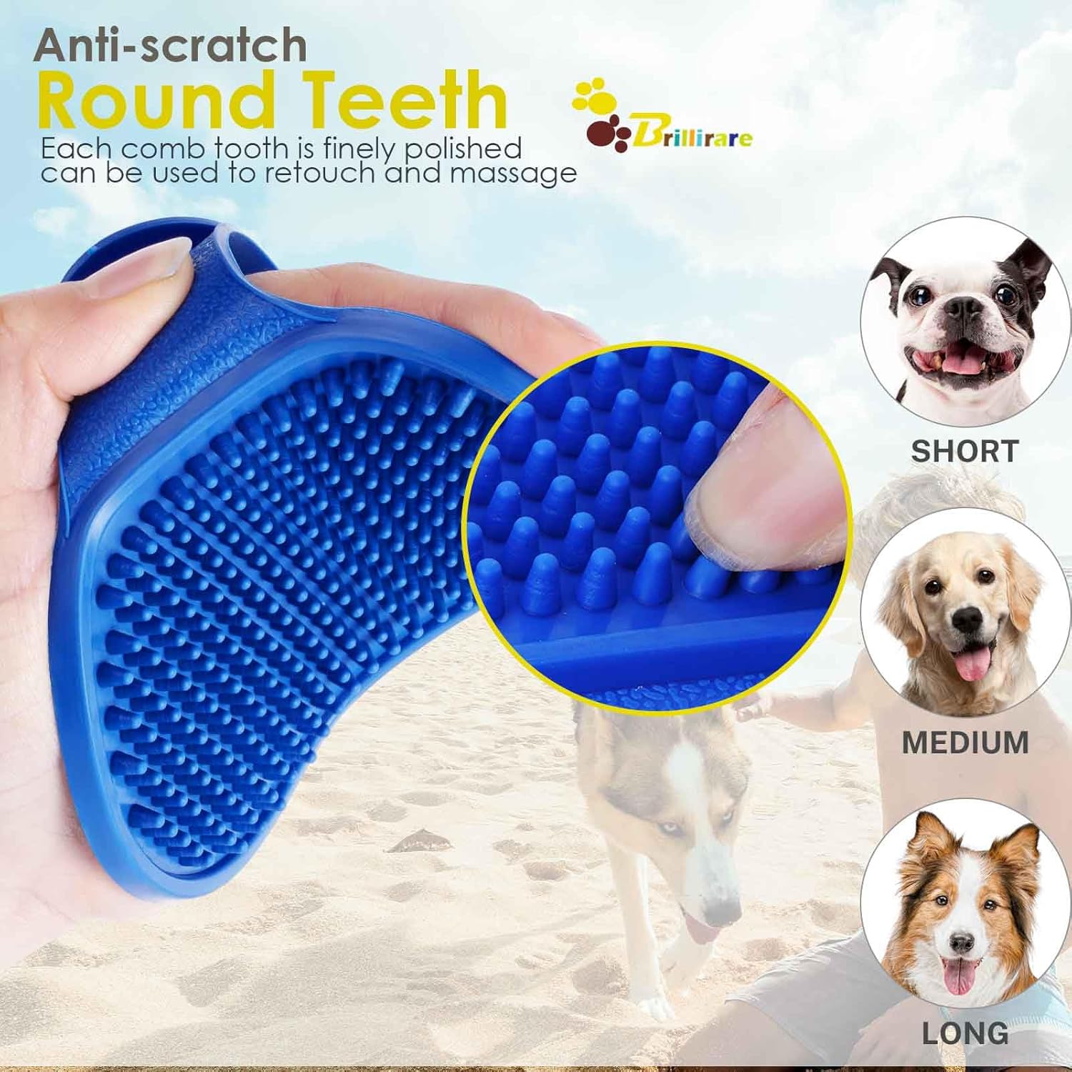 Set de 2 Cepillos de Silicona para Perros y Gatos | Cepillo de Baño y Grooming con Mango Ajustable | Masaje, Deshedding y Limpieza Suave