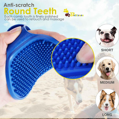 Set de 2 Cepillos de Silicona para Perros y Gatos | Cepillo de Baño y Grooming con Mango Ajustable | Masaje, Deshedding y Limpieza Suave