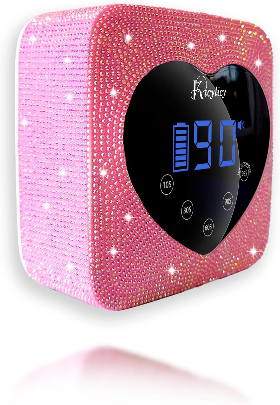 Lámpara de uñas LED UV inalámbrica recargable | 72 W | 5 ajustes de temporizador | Profesional de secado rápido con pantalla | Diamantes rosa