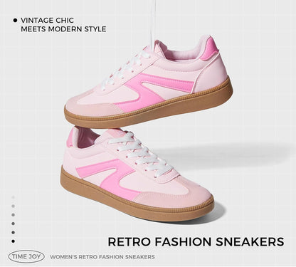 Zapatillas retro para mujer | Estilo vintage | Cuero y gamuza Rosa